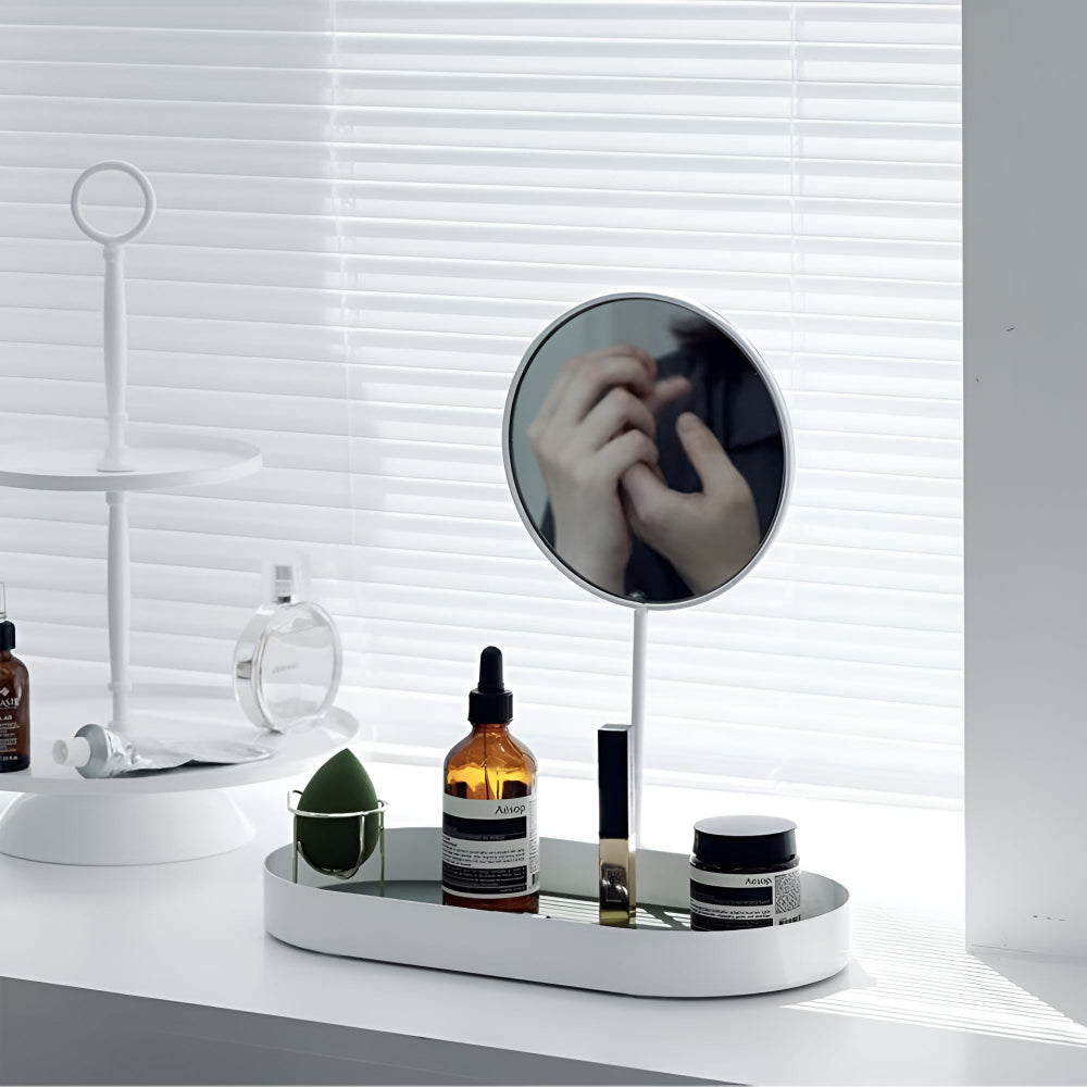 Modern Metal Beauty Organizer Tray with Removable Mirror
