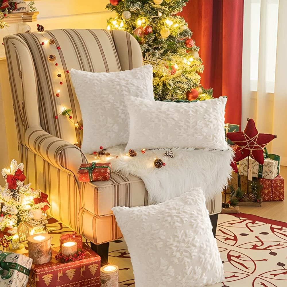 3D Snowflake Textured Cushion Covers
