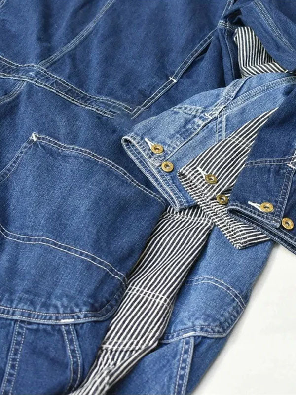 Relaxed Fit 100% Cotton Denim Coveralls with Zip Closure
