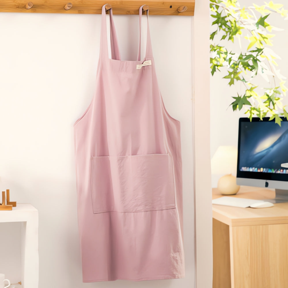 Cross-Back Cotton Apron with Pockets