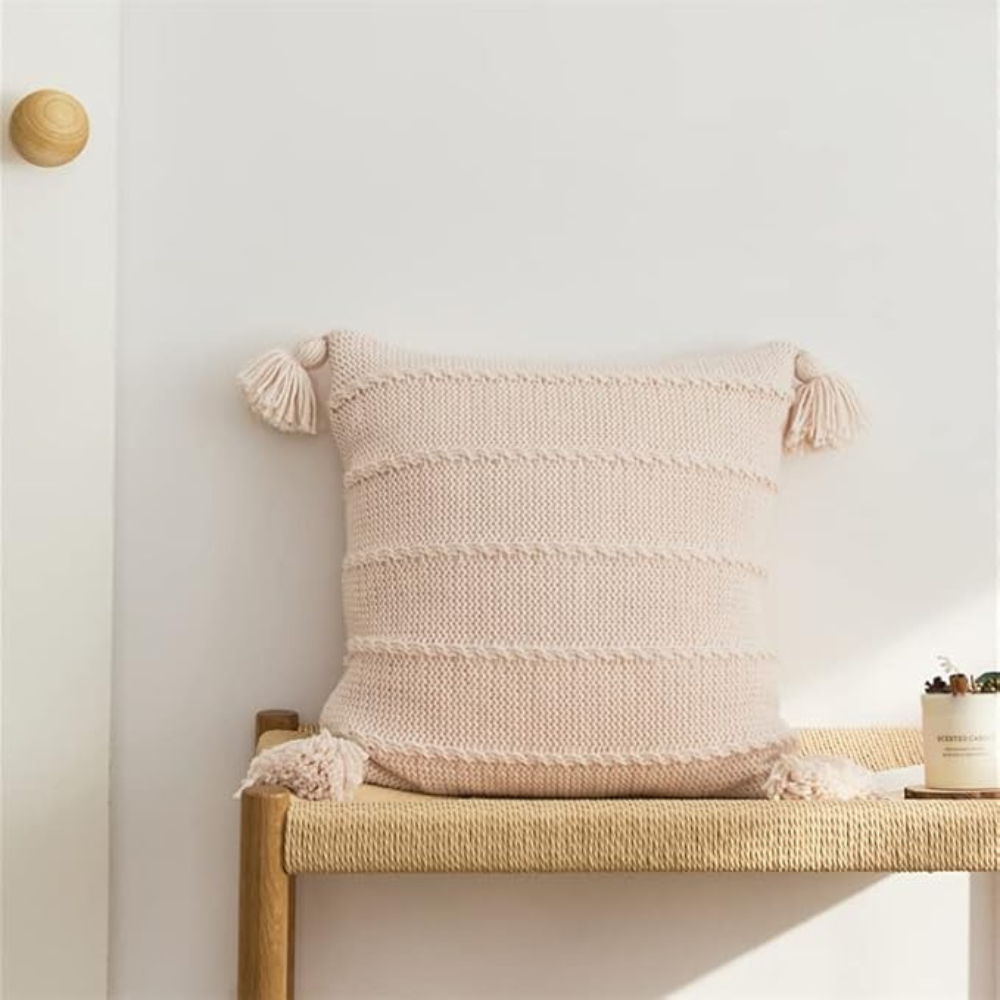Nordic Knitted Tassel Throw Pillow