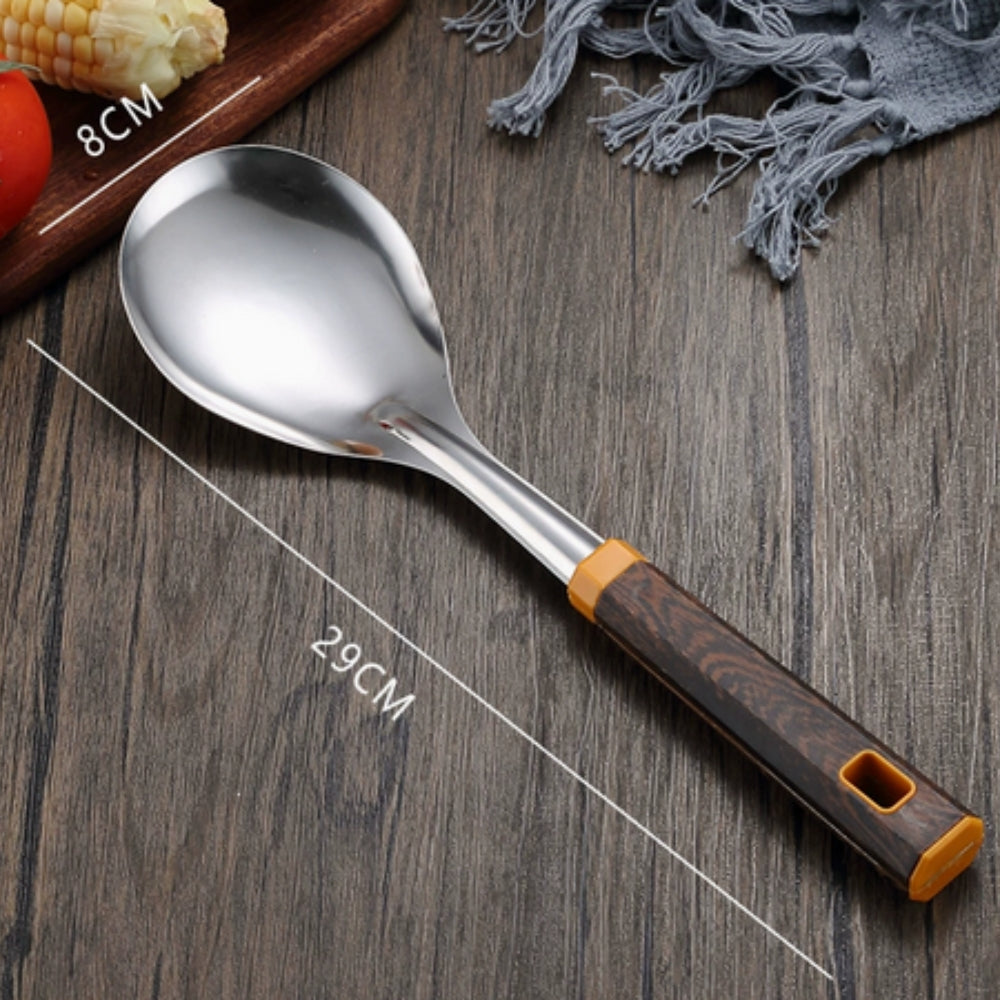 Wood Grain Stainless Steel Cooking Utensils Set - 6 Pieces