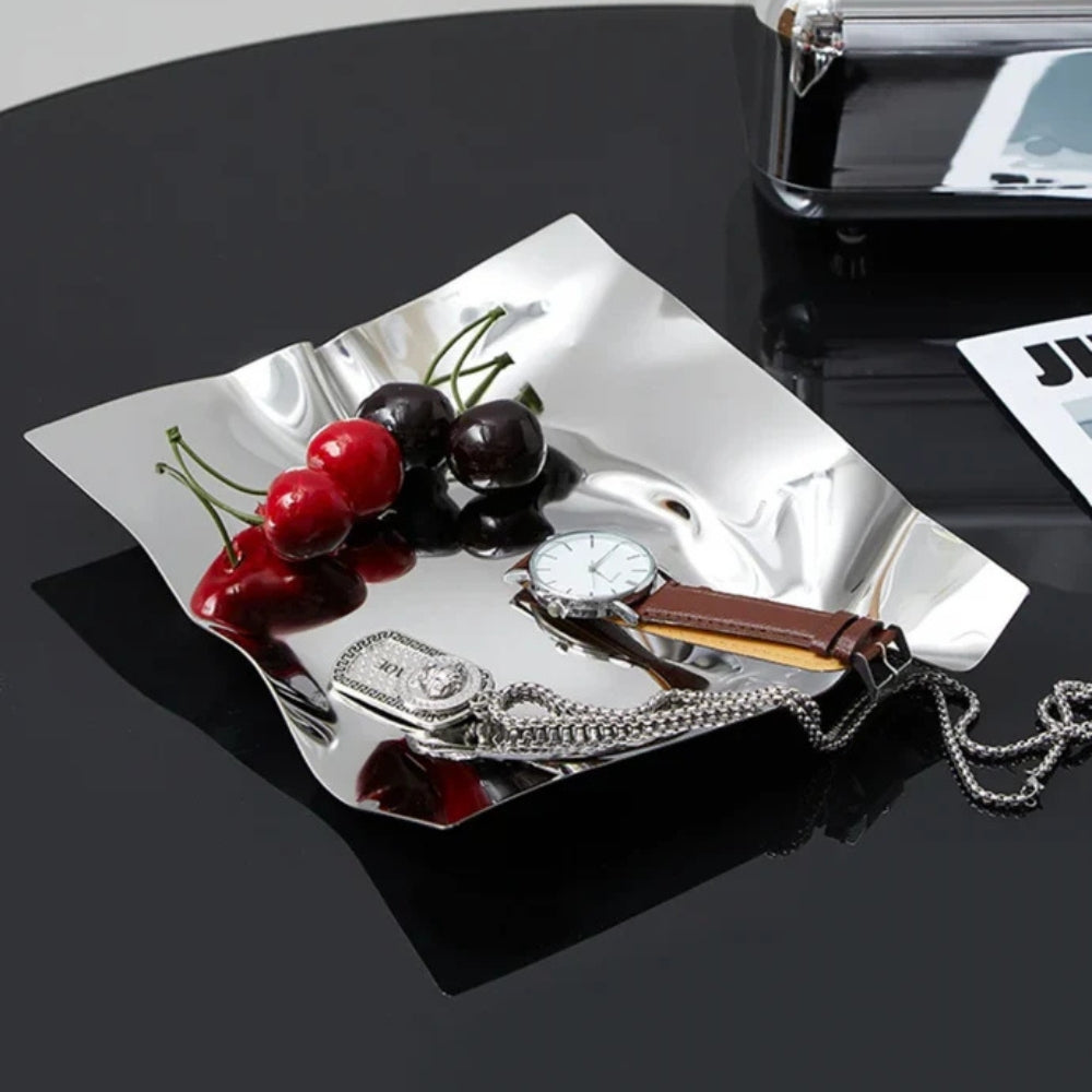 Wrinkled Stainless Steel Decorative Tray