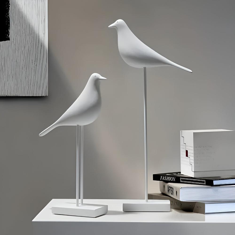 Chic Black and White Minimalist Bird Figurines