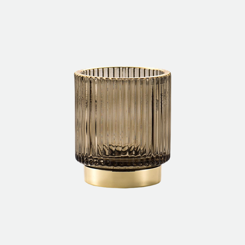 Gold Foil Glass Makeup Organizer with Textured Finish