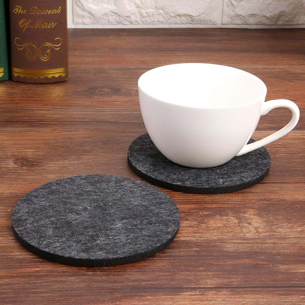 Premium Round Felt Coaster Set with Holder