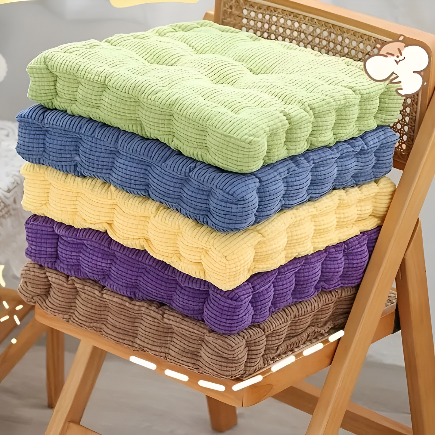 Stackable Soft Corduroy Chair Cushions
