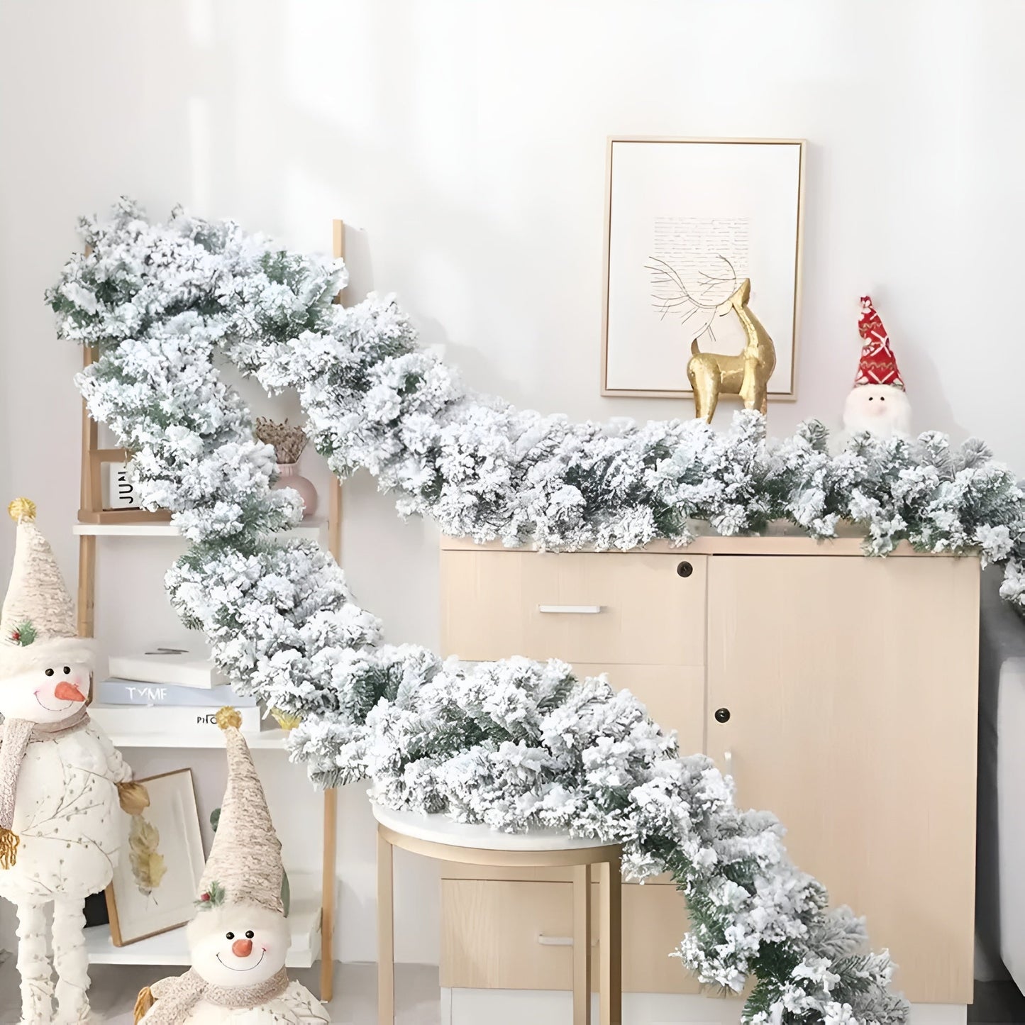 Snow Flocked Christmas Garland with Artificial Pine and Cedar