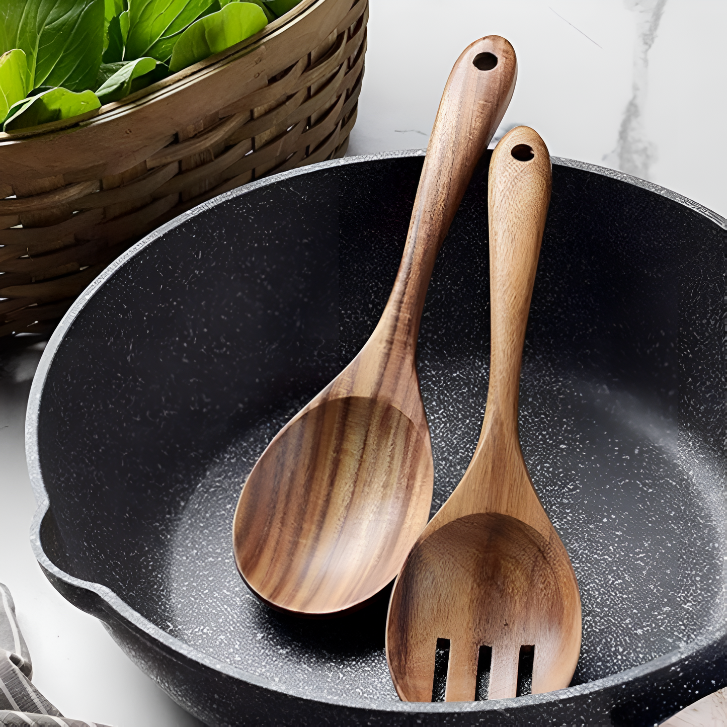 Rustic Acacia Wood Salad Serving Set - 2 Piece