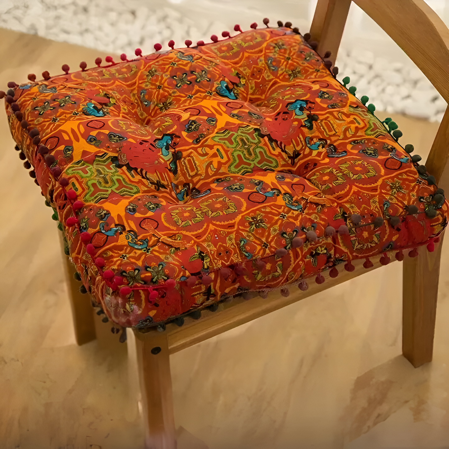 Bohemian Embroidered Round Floor Cushion