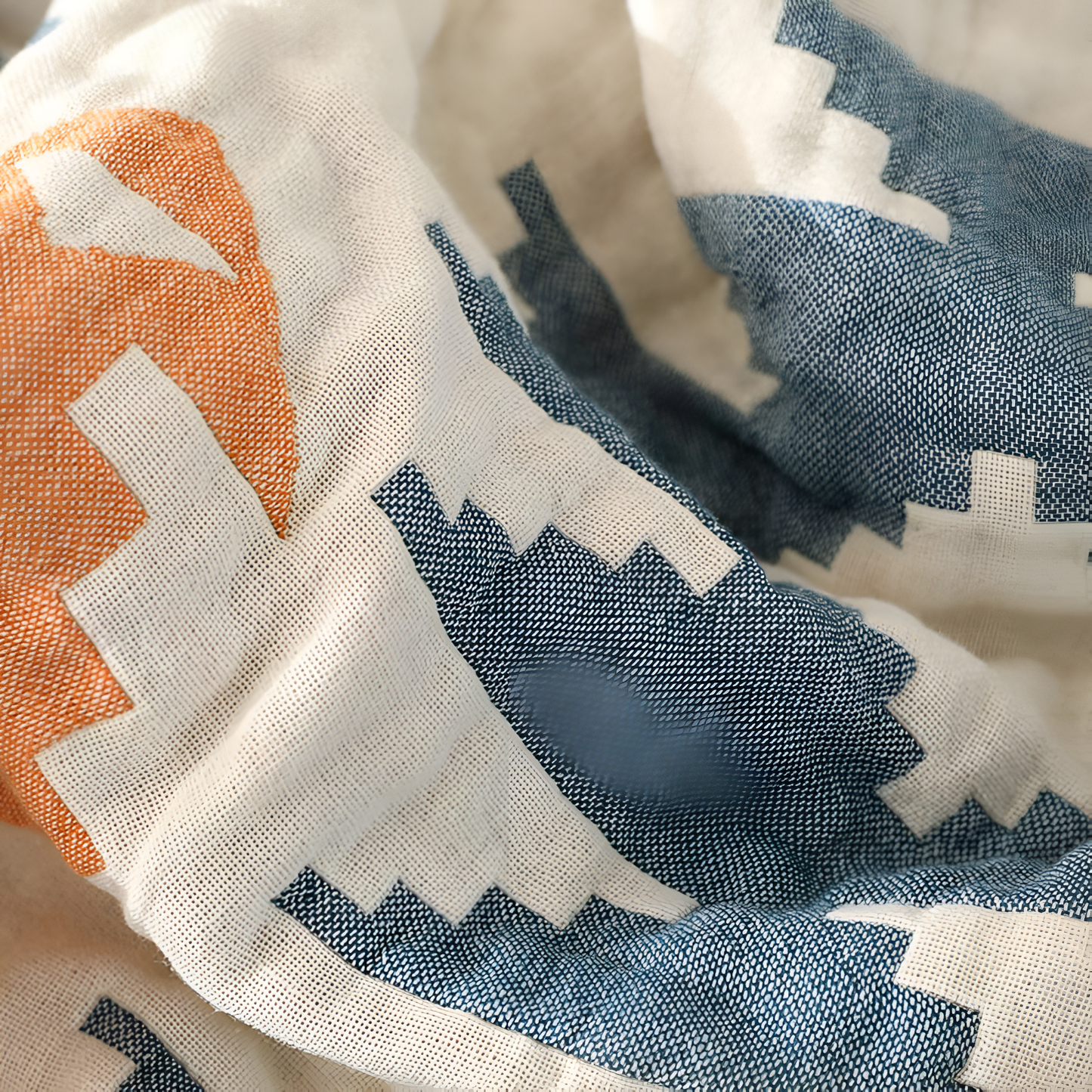 Reversible Cotton Geometric Blanket Sofa Cover