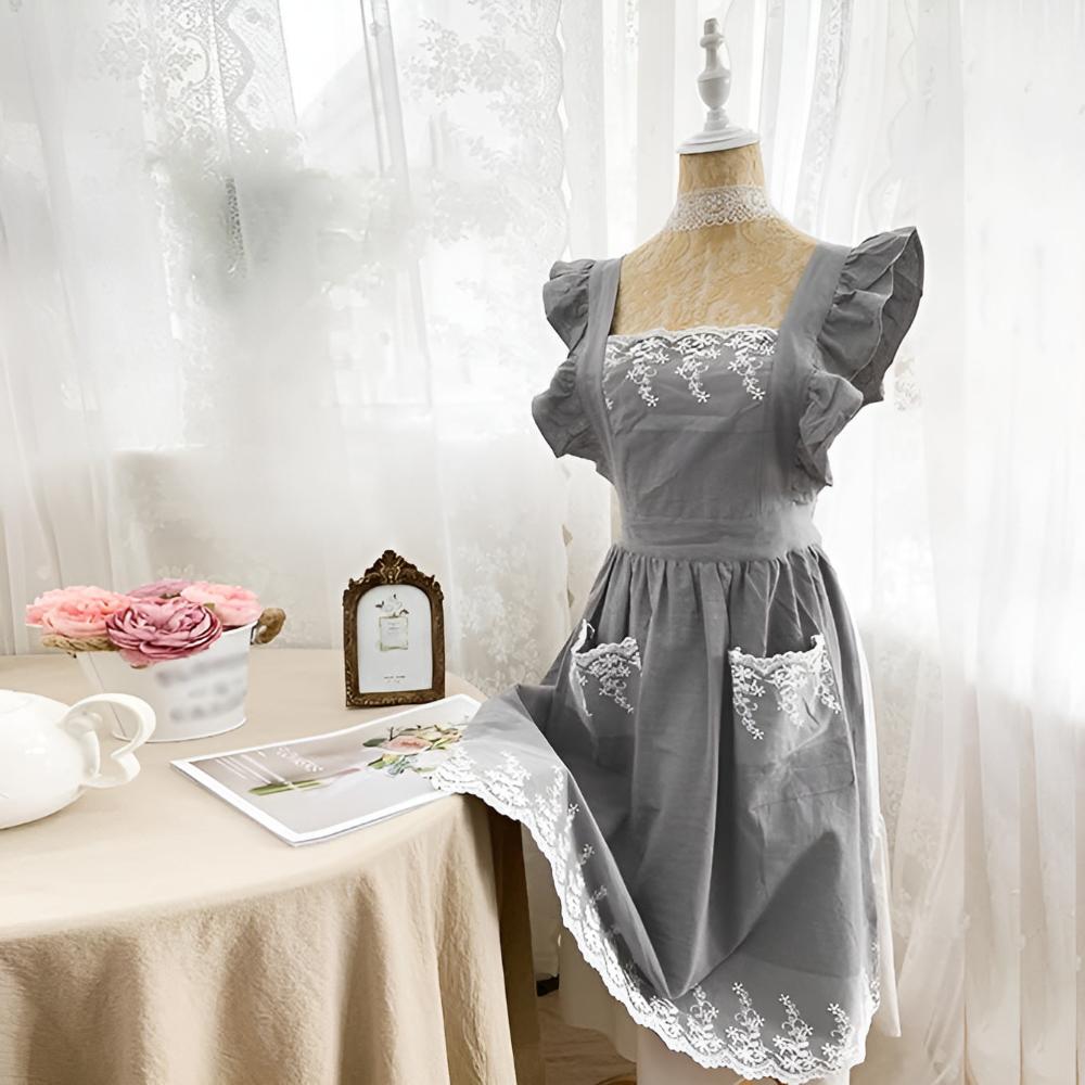 Blush Ruffle Apron with Cross-Back Straps