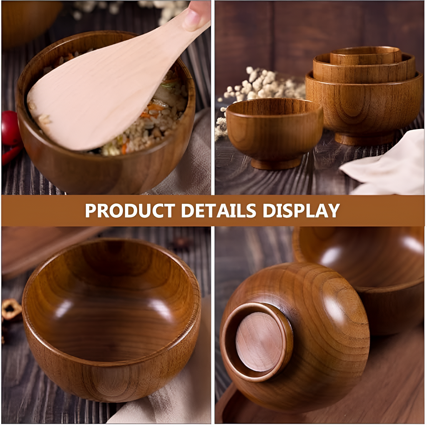 Rustic Handcrafted Jujube Wooden Serving Bowl