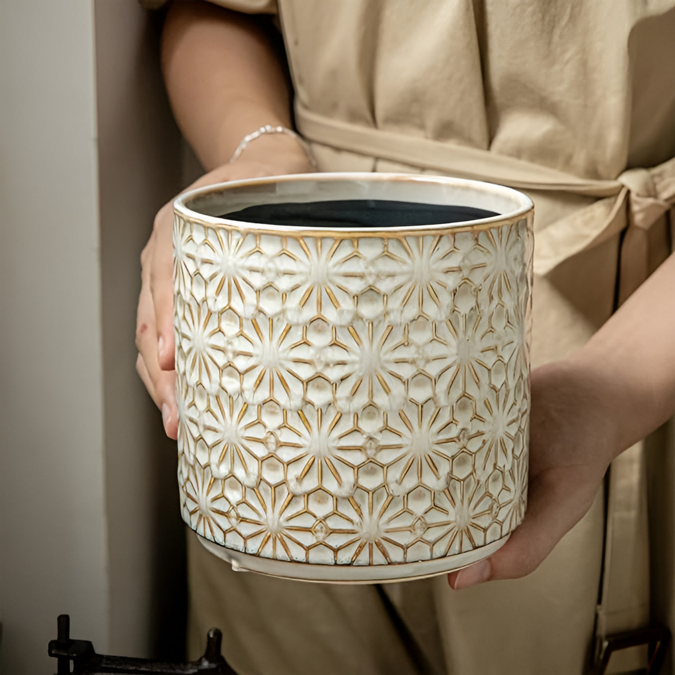Ceramic Floral Utensil Holder and Vase