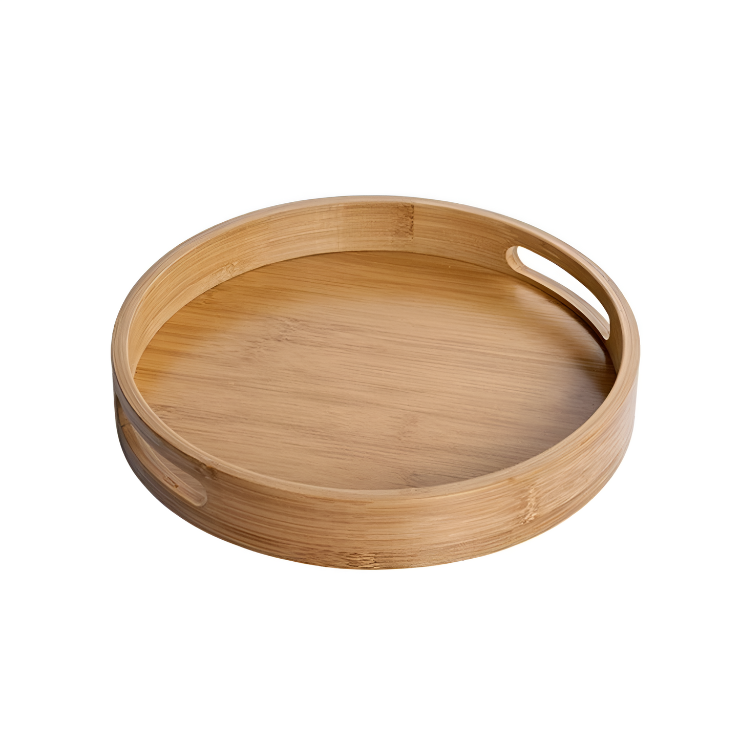 Eco-Friendly Bamboo Round Serving Tray with Handles