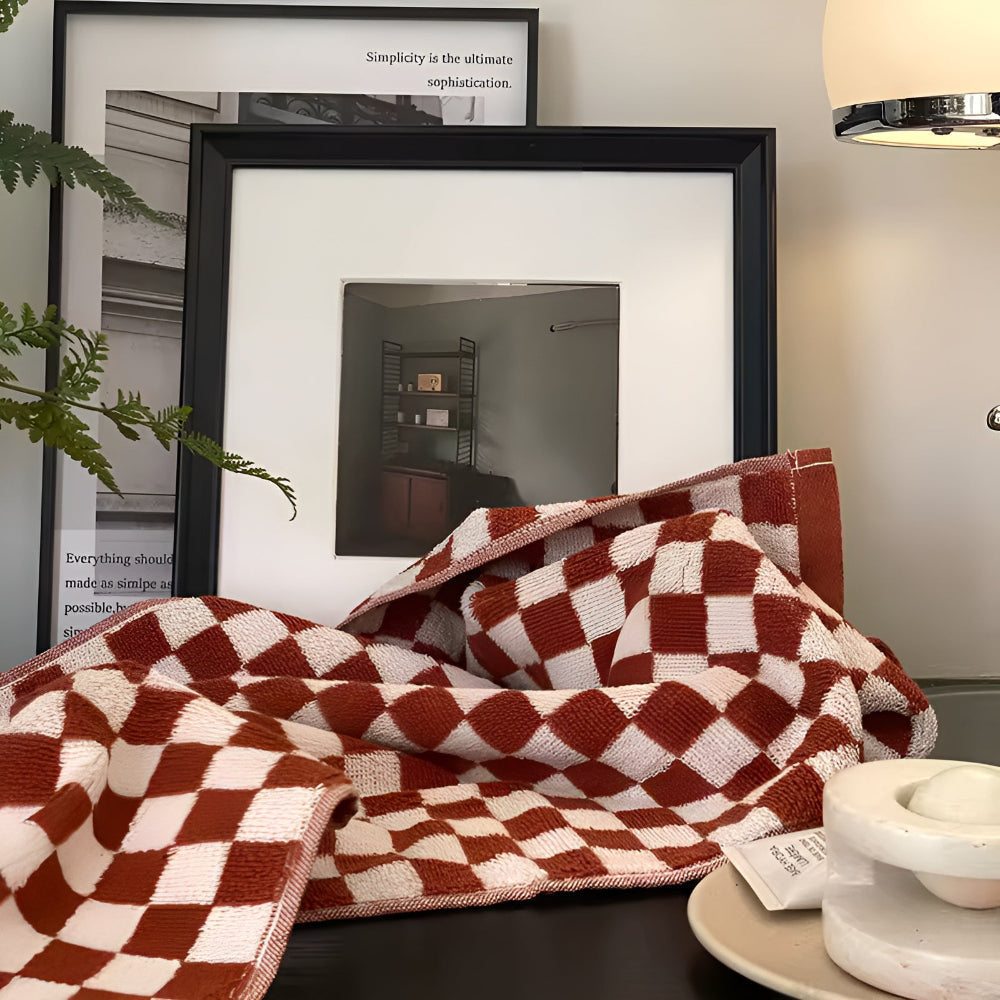 Luxurious Cotton Checkmate Towel 13x30 Inches