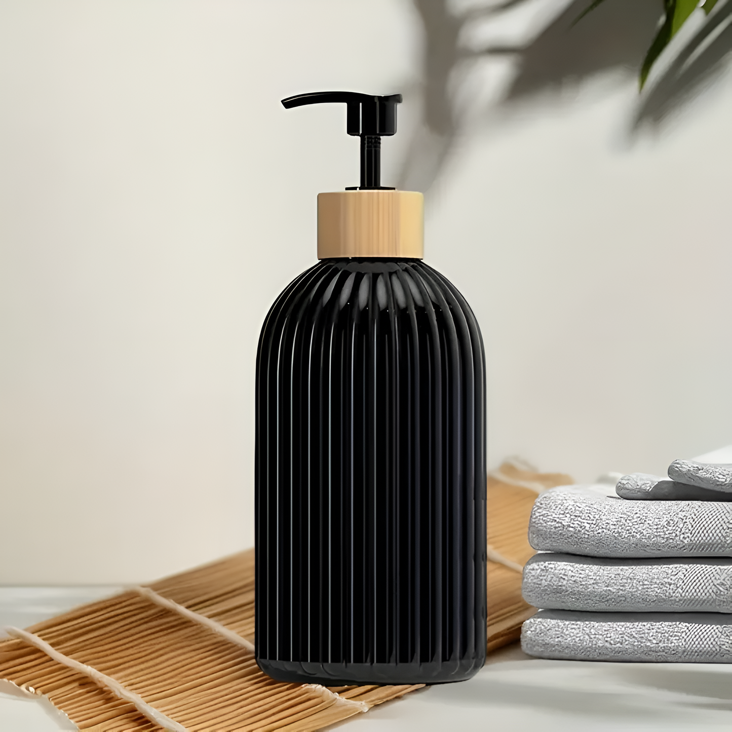 Minimalist Black Bamboo Pump Soap Dispenser