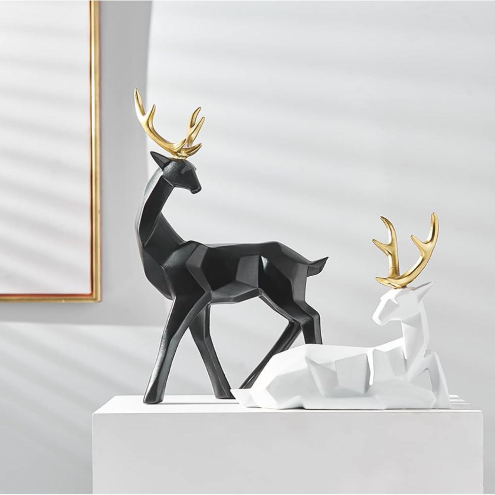 Geometric Resin Deer Figurine for Modern Home Decor