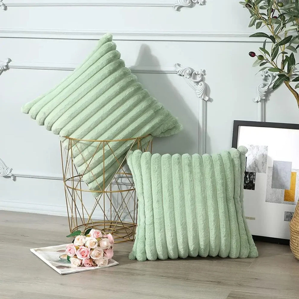 Green Faux Fur Fluffy Cushion Cover