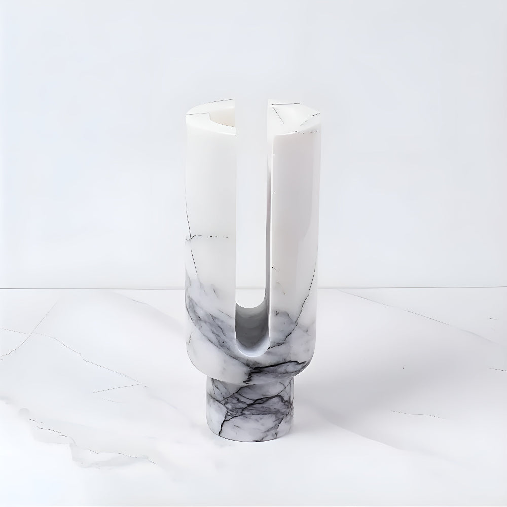 Modern Marble Candle Holder with Geometric Design