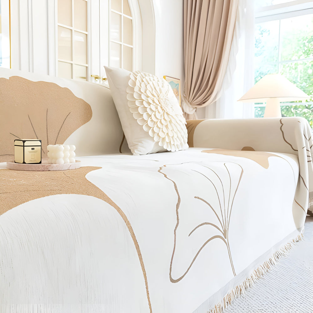 Ginkgo Leaf Chenille Sofa Cover