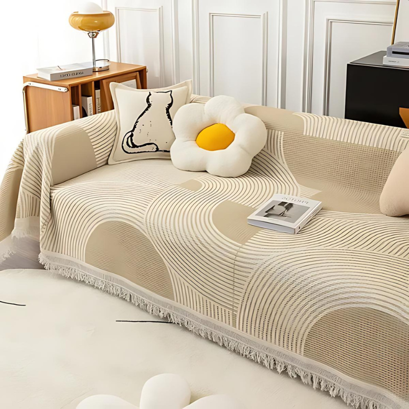 Nordic Tassel Trim Sofa Cover in Multiple Colors