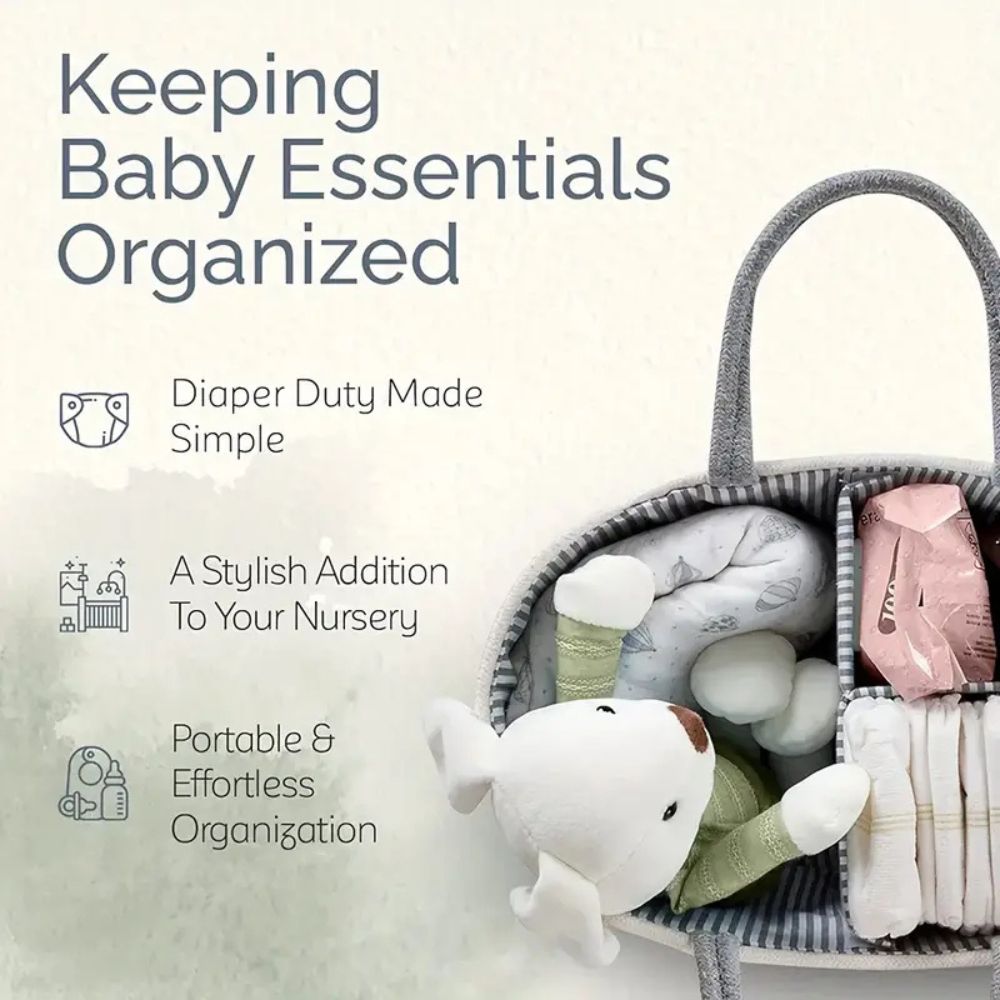Cotton Rope Baby Caddy Organizer with Removable Divider
