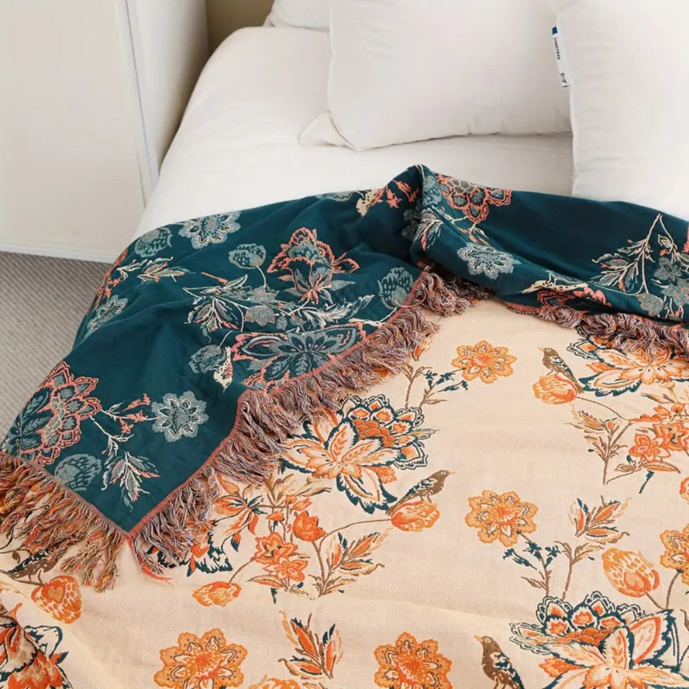 Boho Cotton Throw Blanket for Sofa and Bed