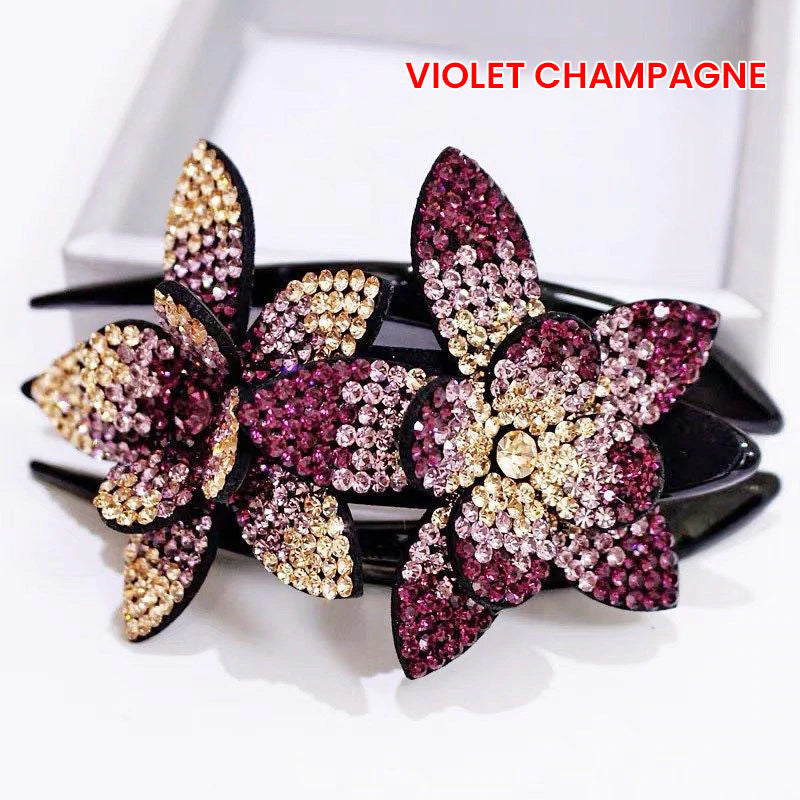 Double Flower Rhinestone Hairpin for Elegant Hairstyles