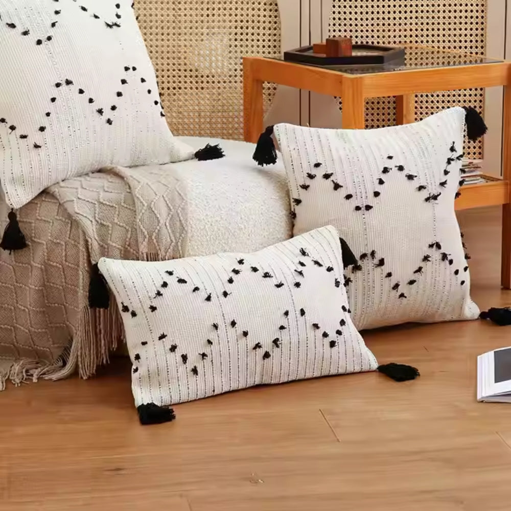Moroccan Geometric Embroidered Cushion Cover