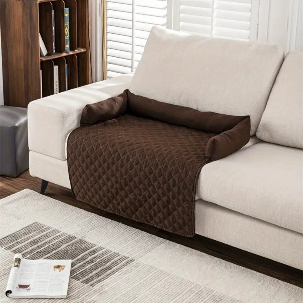 Water-Resistant Quilted Pet Sofa Protector with Bolster Cushions