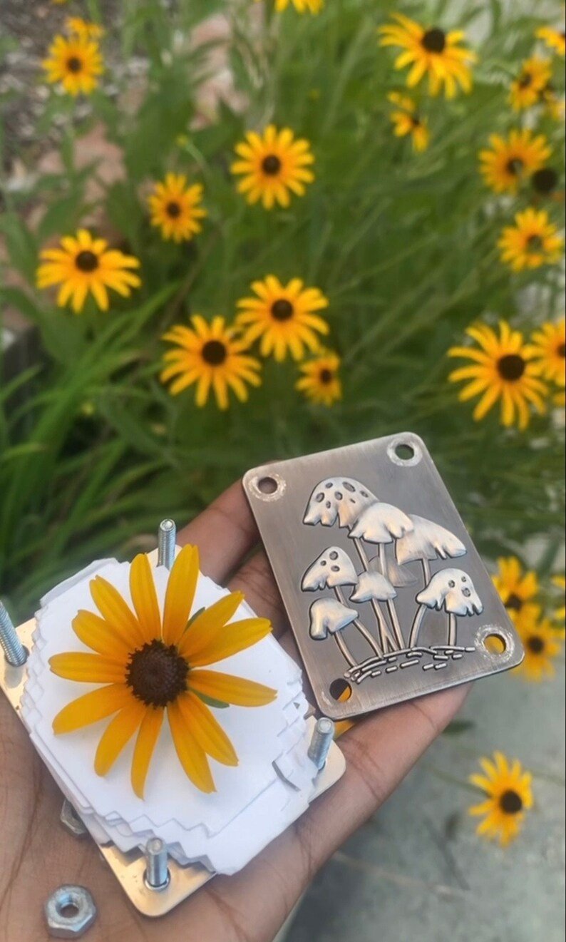 Mini Flower Press with Brass and Silver Details - Portable Botanical Keepsake Maker