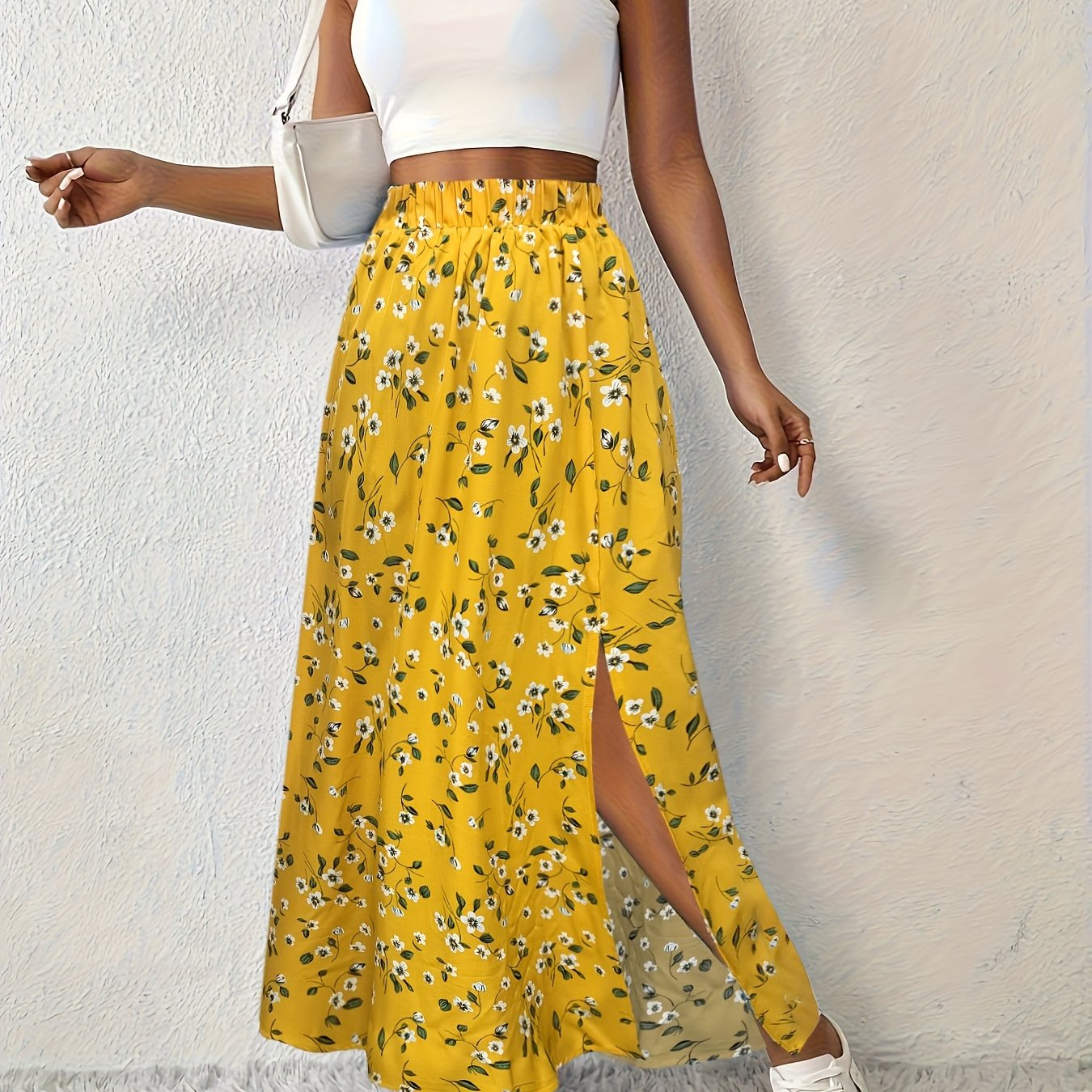 Floral Maxi Skirt with Breezy Slit for Women