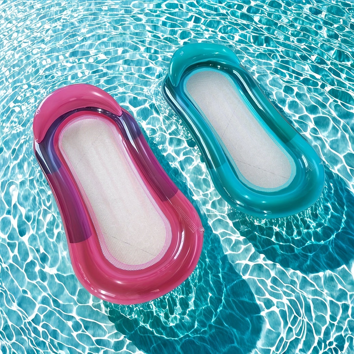 Inflatable Pool Mattress with Backrest and Mesh Cooling Area