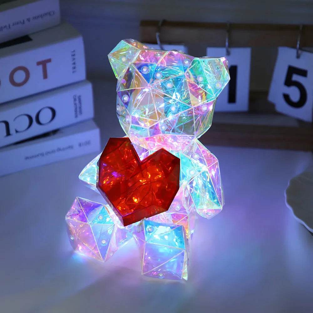 Colorful Cartoon Bear Night Light - Rechargeable Birthday and Valentine's Day Gift