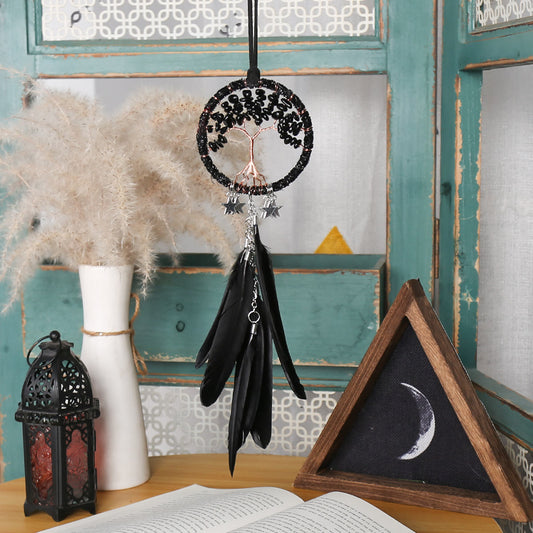 Tree of Life Gemstone Dreamcatcher with Natural Crystals