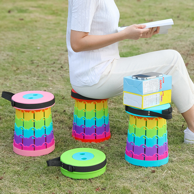Retractable Folding Stool with Adjustable Height and High Load Capacity