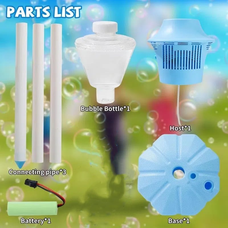 Automatic Bubble Maker for Kids with Adjustable Height - 20,000 Bubbles per Minute, Portable and Lightweight