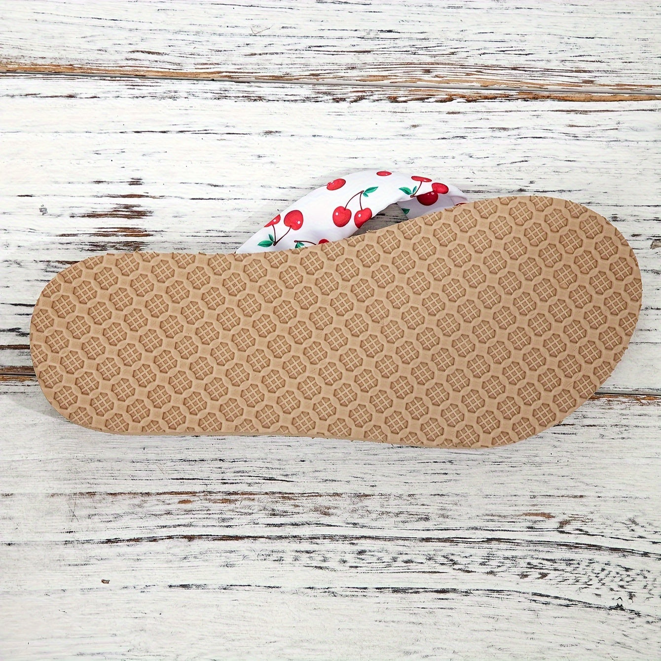 Women's Cherry Pattern Flip-Flops with Flat EVA Sole