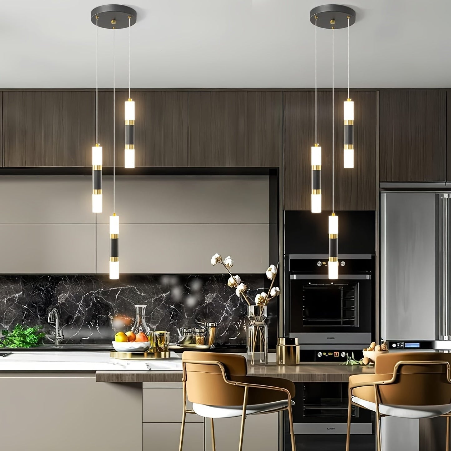 Modern Black and Gold Dimmable Mini Pendant Light - 2-Light or 3-Light Options