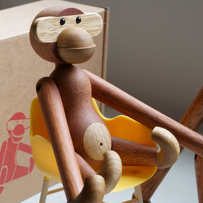 Solid Wood Monkey Ornament