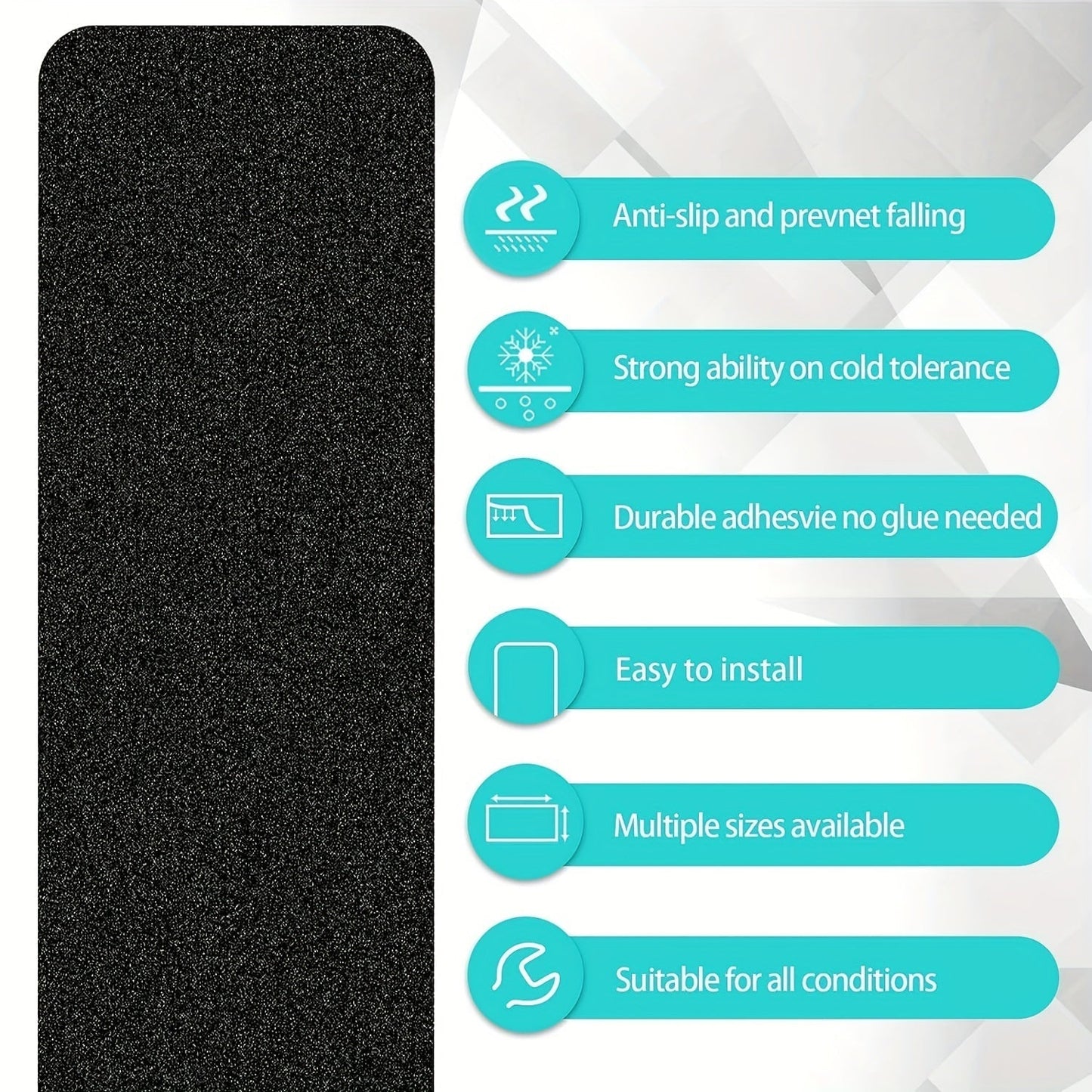 Anti-Slip Rubber Stair Tread Strips 80-Grit for Indoor Outdoor Use