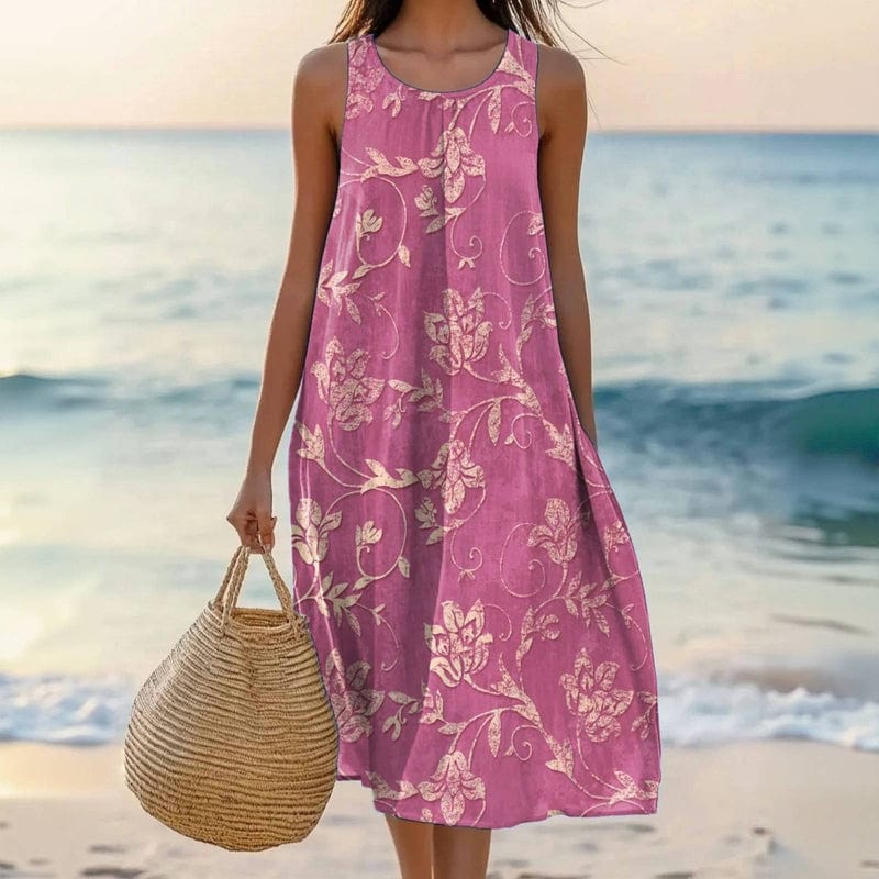Floral Midi Summer Dress with Loose Fit