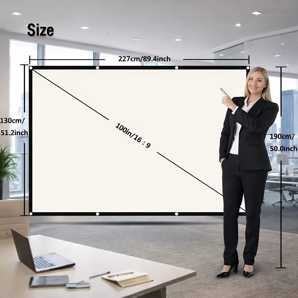 100 Inch Portable Beach Scene Projector Screen - Foldable Indoor/Outdoor Display with Spandex Material