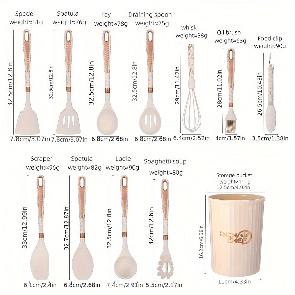 Silicone Kitchen Utensil Set with Wooden Handles