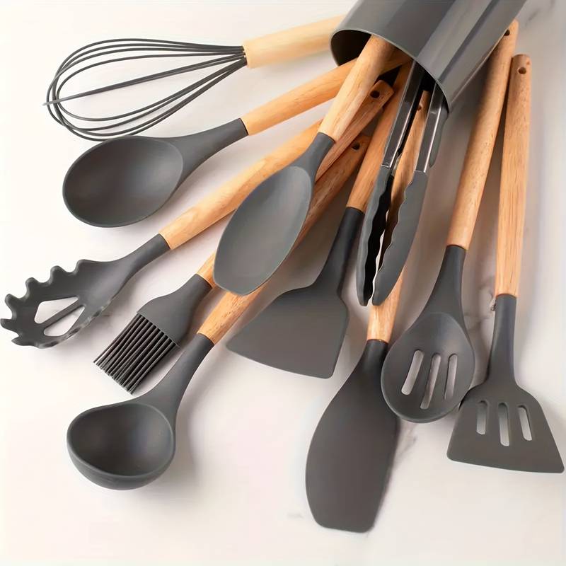 12-Piece Silicone and Wood Kitchen Utensil Set
