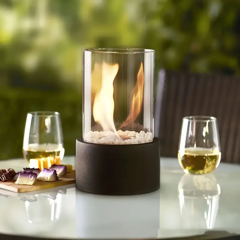 Modern Tabletop Fire Lantern for Indoor and Outdoor Use