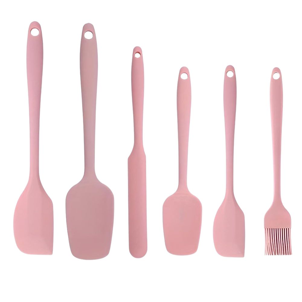 Flexible Silicone Spatula Set with Basting Brush - 6 Piece Kitchen Tools