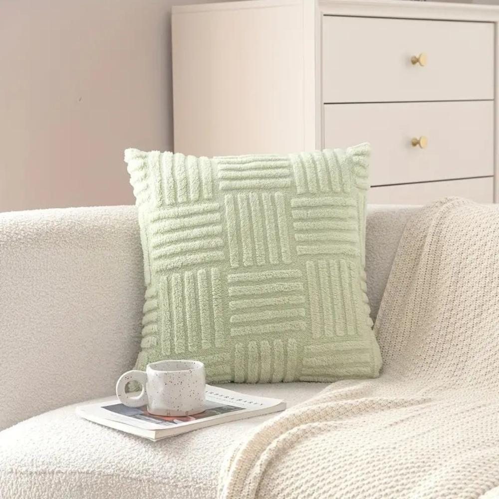 Plush Faux Fur Striped Cushion Cover