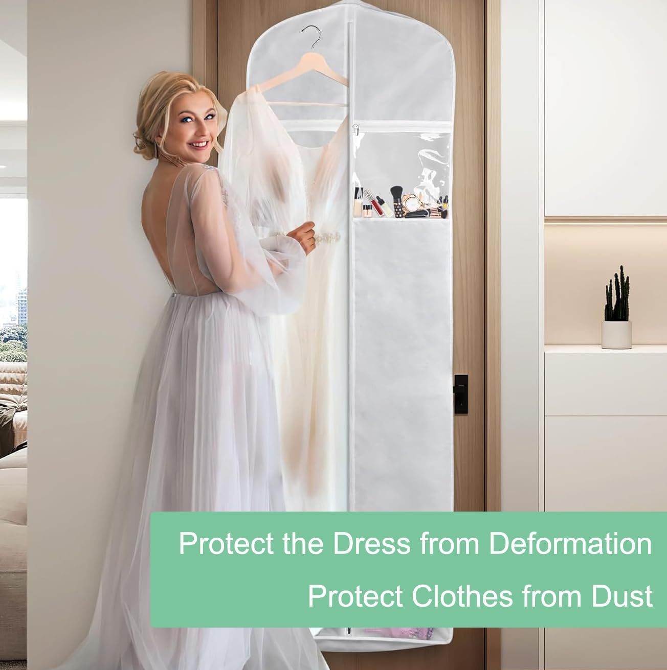 Extra-Large Wedding Dress Storage Bag Set with Zipped Pockets